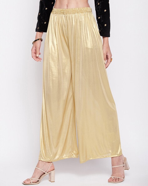 Wholesale3251 - Pleated Wide Leg Shimmer Pants