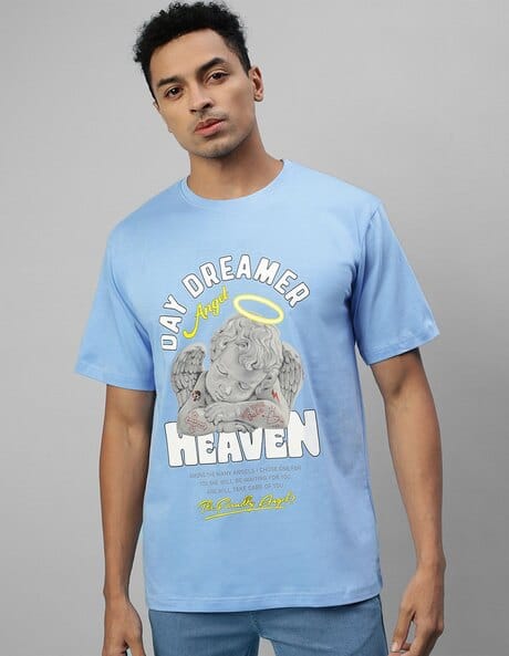 Regular Fit Graphic Print Oversized Round-Neck T-Shirt