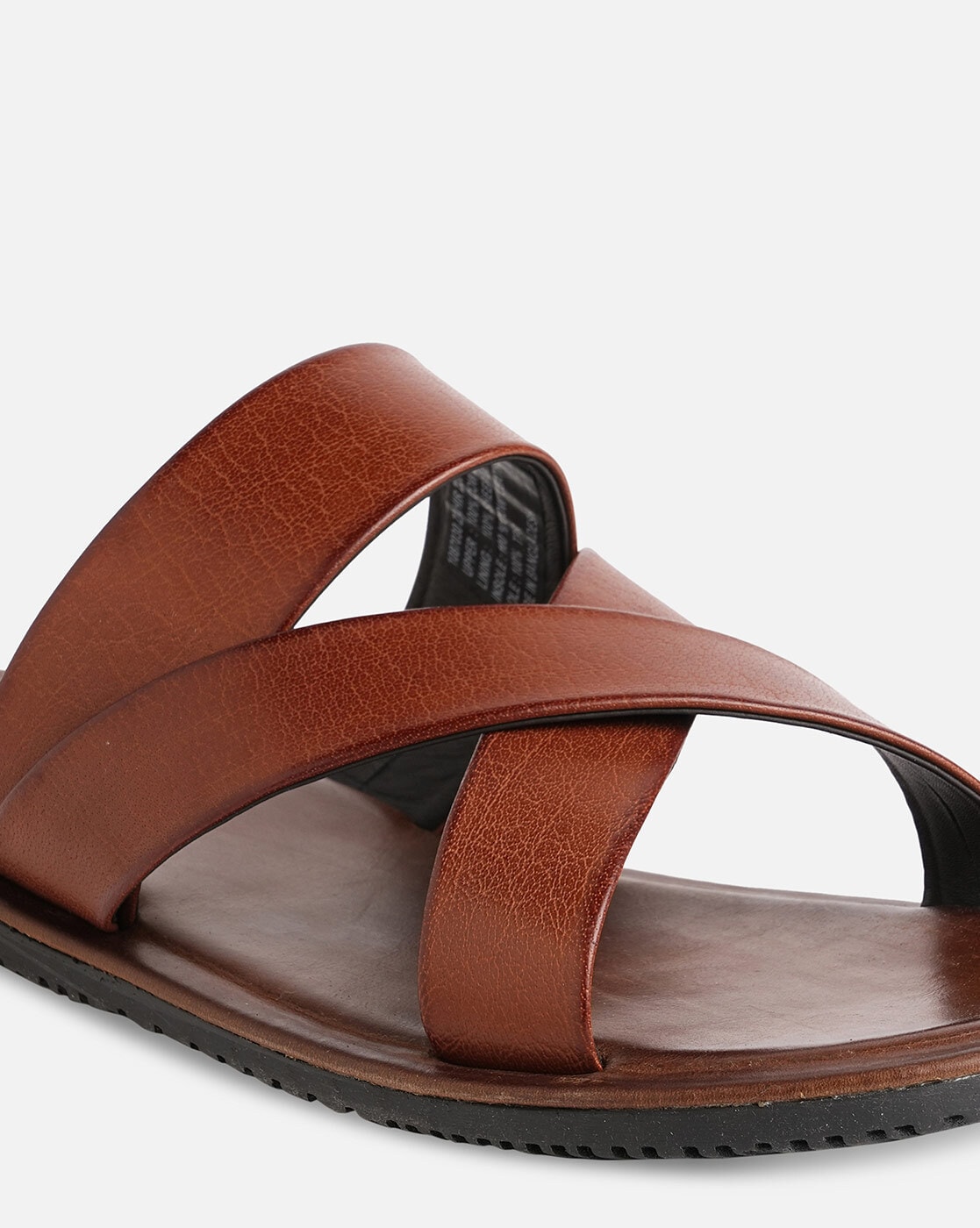 Brown Comfort Cross Strap Leather Sandals leather shoes for men | Rapawalk