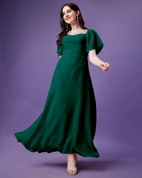 Maroon Color Heavy One Piece Dress | Stylish gown, Designer anarkali dresses,  Fancy sarees