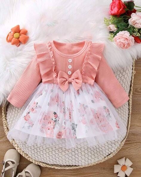 Buy Peach Dresses & Frocks For Girls By Niren Enterprise Online | Ajio.Com