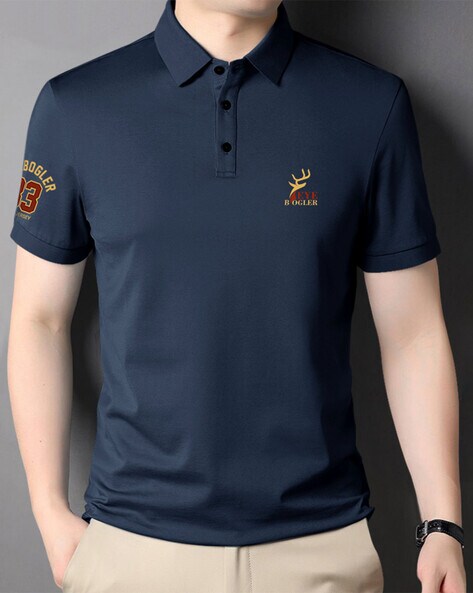 Regular Fit Typographic Print Polo T-Shirt