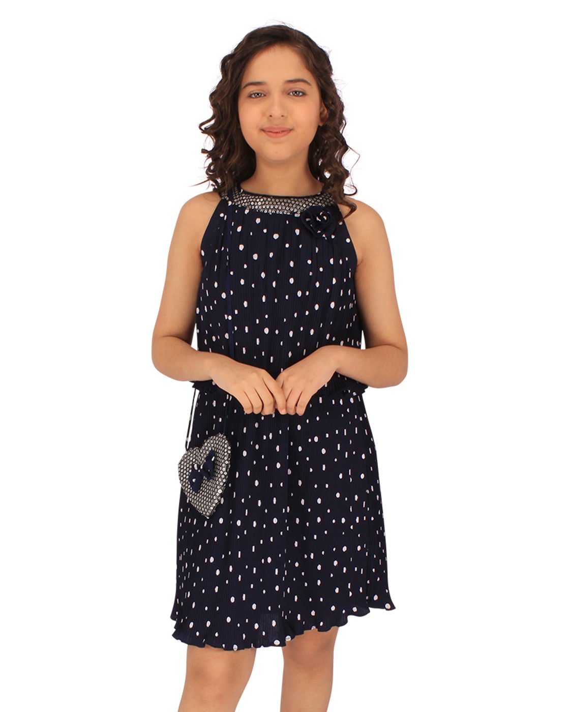 Buy Hauppers Black Polka Dot Dress With denim Jacket For Girls - 8-9 years  Online at Best Prices in India - JioMart.