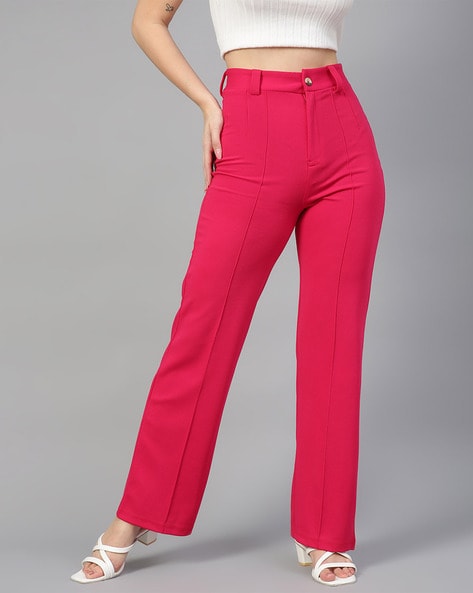 Shop WES Formals Solid Pink Trousers Online  Westside