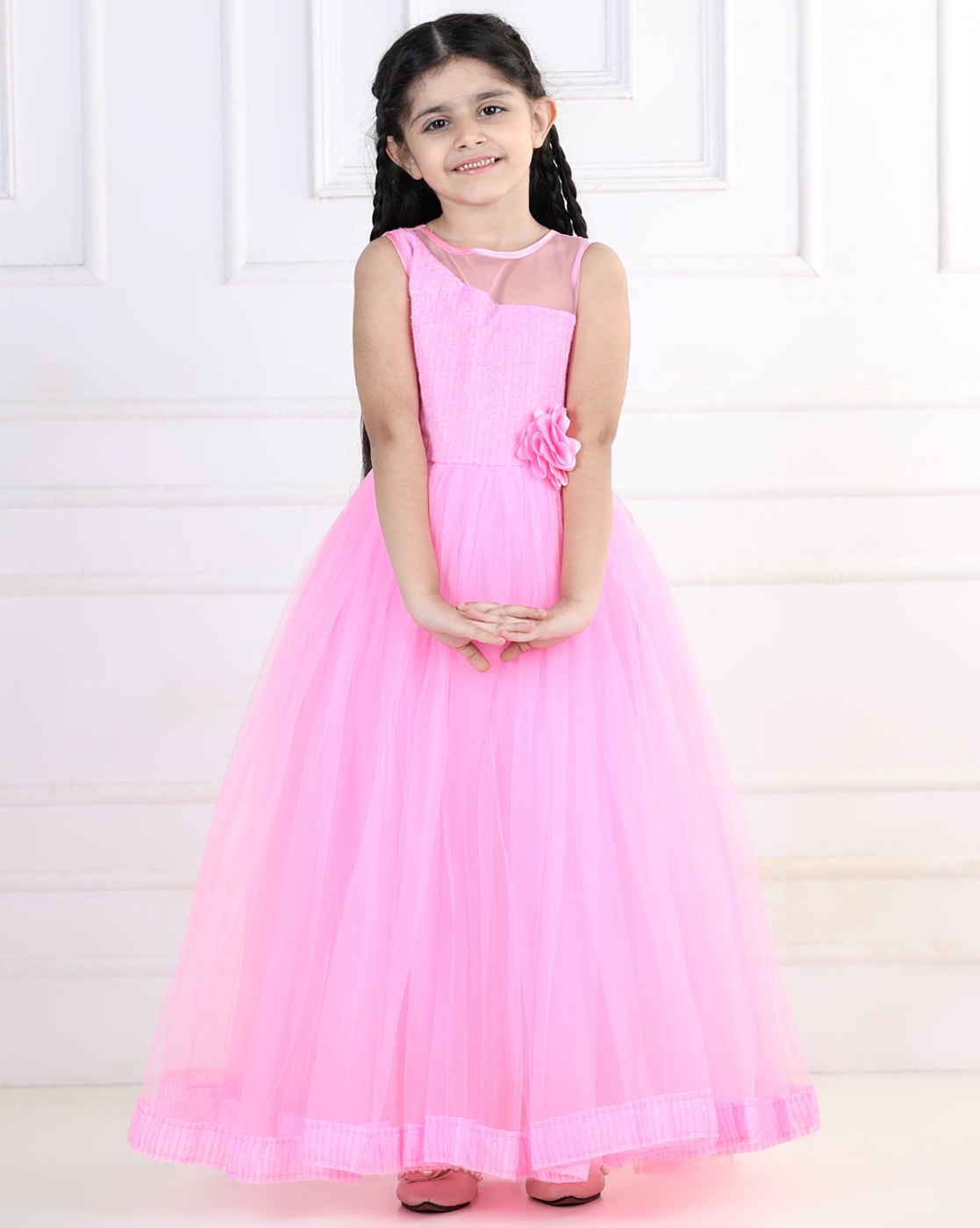 Buy Ishin Women's Cotton Pink Schiffli Embroidered A-Line Dress Online –  ISHIN FASHIONS