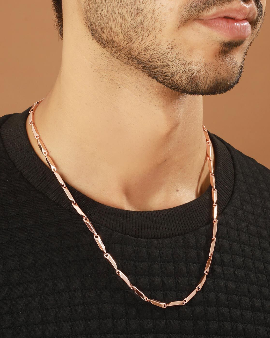 18k Rose Gold Mens Solid Bullet Link Chain 3 mm – Avianne Jewelers
