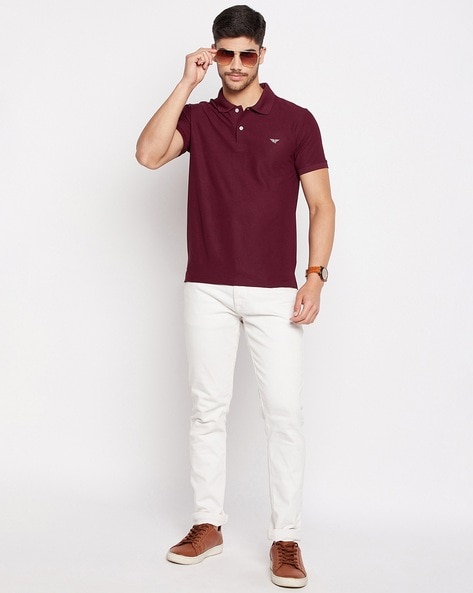 Maroon polo shirt combination best sale