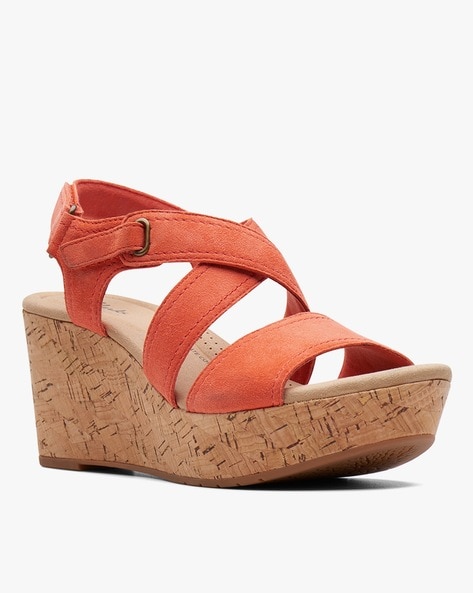 Clarks Women Rose Erin Nubuck Wedges