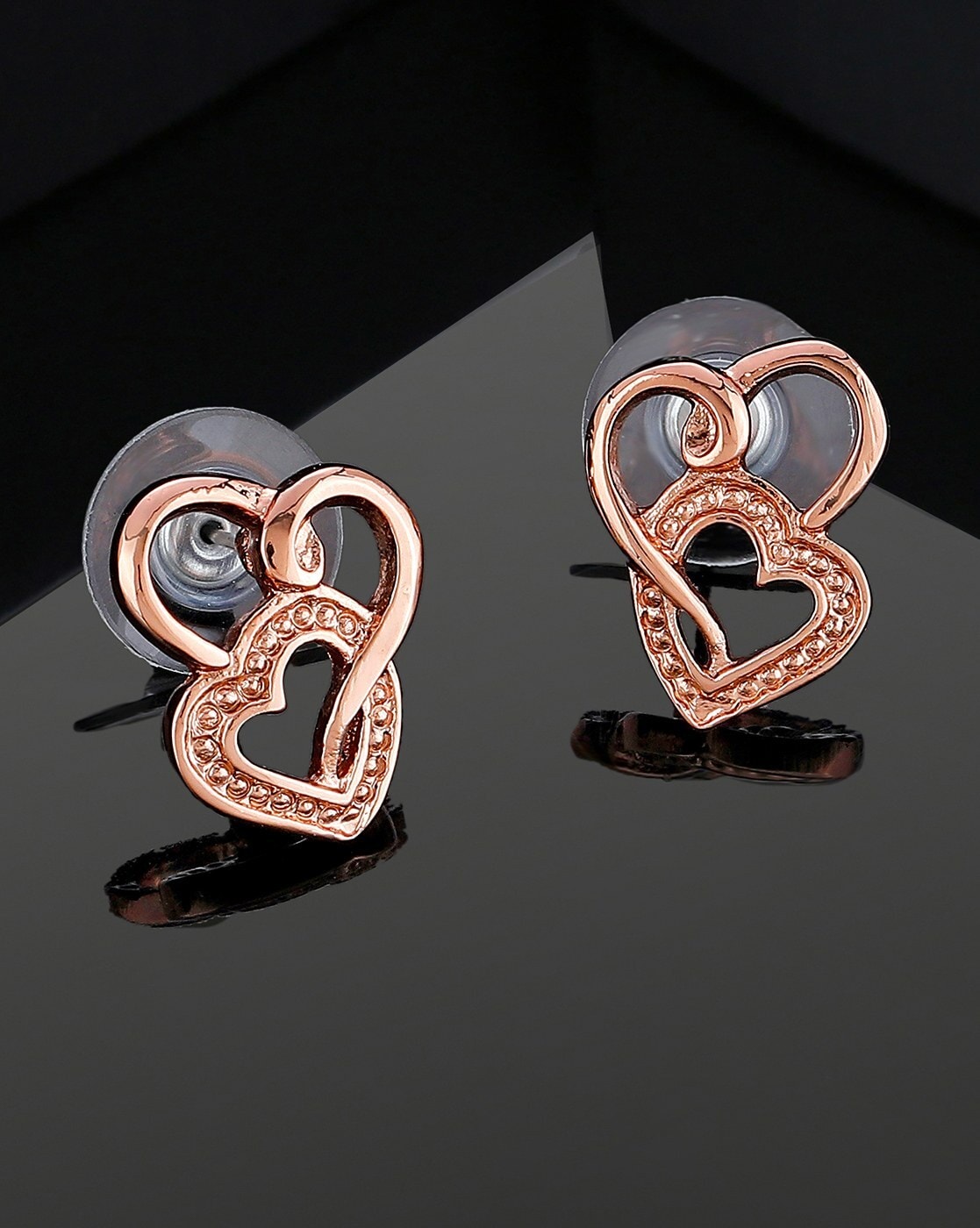 Beaten Heart Diamond Stud Earrings Jewellery India Online  CaratLanecom