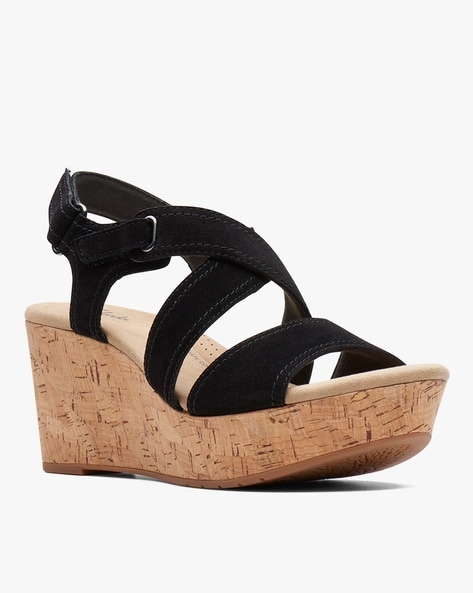 Buy online Women Solid Black Ankle Strap Wedge Heel Sandal from heels for  Women by Xe Looks for ₹799 at 66% off | 2024 Limeroad.com