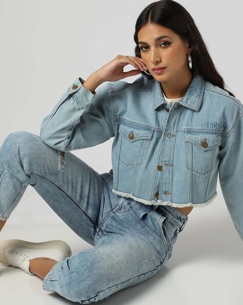 Encrustd Denim Jacket with Flap Pockets
