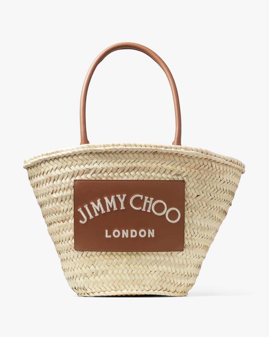 Buy Jimmy Choo Beach M Natural Raffia Basket Bag | Beige Color
