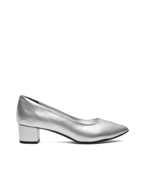 Silver Chunky High-heel Single Shoes | SHEIN