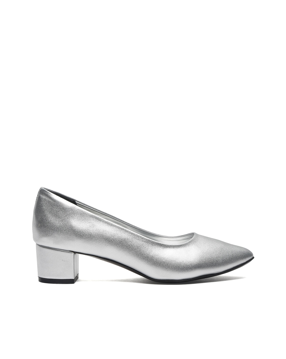 Wide Fit Silver Clear Block Heel Court Shoes | New Look
