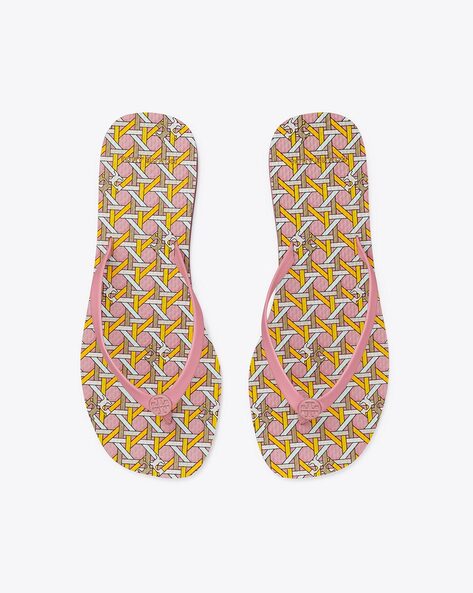 Buy Tory Burch Printed Flat Flip Flops Pink Color Women AJIO LUXE