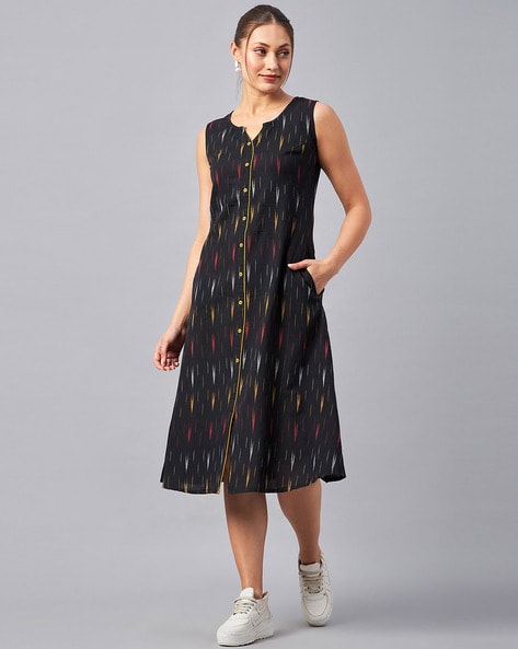 Button front a line dress hotsell