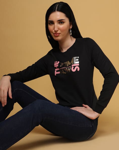 ISCENERY BY VERO MODA Typographic Print Round-Neck Sweatshirt