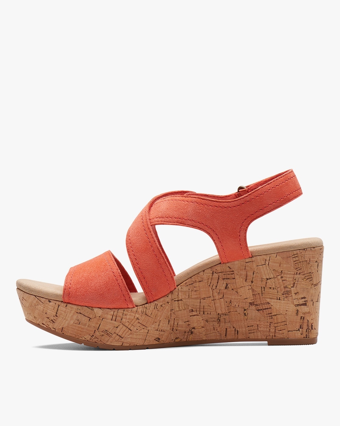 Clarks red 2025 wedge sandals