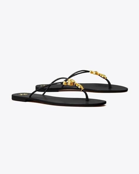 Tory burch 2025 black thong sandals