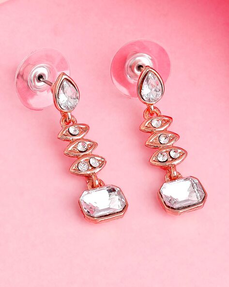 Buy Elegant crystal stone drop earrings -Gold Online. – Odette