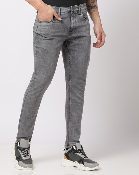 Heavily Washed Skinny Fit Ankle Length Jeans