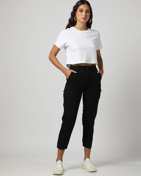Encrustd Ankle-Length Pants with Flap Pockets