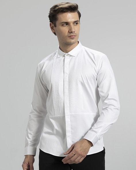 Pleated Point Collar Shirt