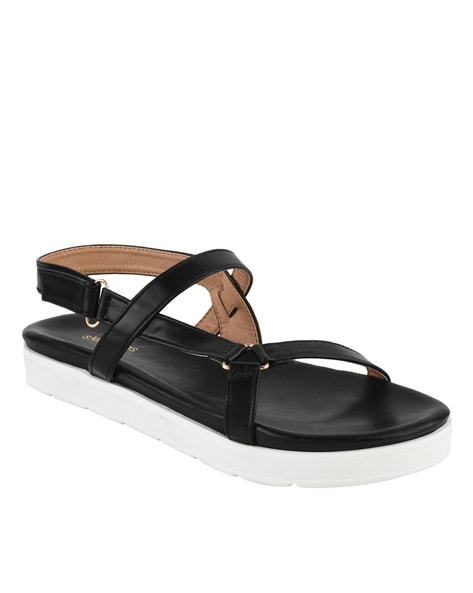 Buy Black Flat Sandals for Women by Steppings Online