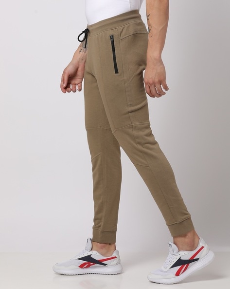 Khaki joggers deals with zippers