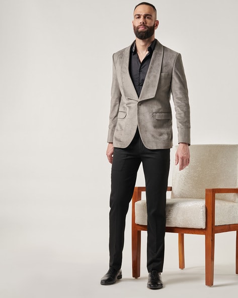 Grey velvet blazer outlet mens