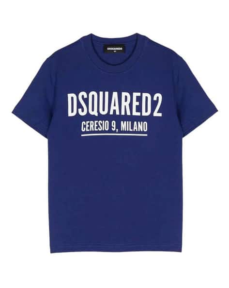 【送料&関税込】Dsquared2 Blue T Shirt With Round Neck And E Dsquared2 T-shirt - Blue