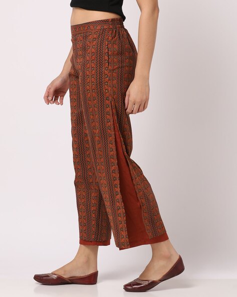 Buy W Women Golden Printed Cropped Palazzo Trousers - Palazzos for Women  1537598 | Myntra