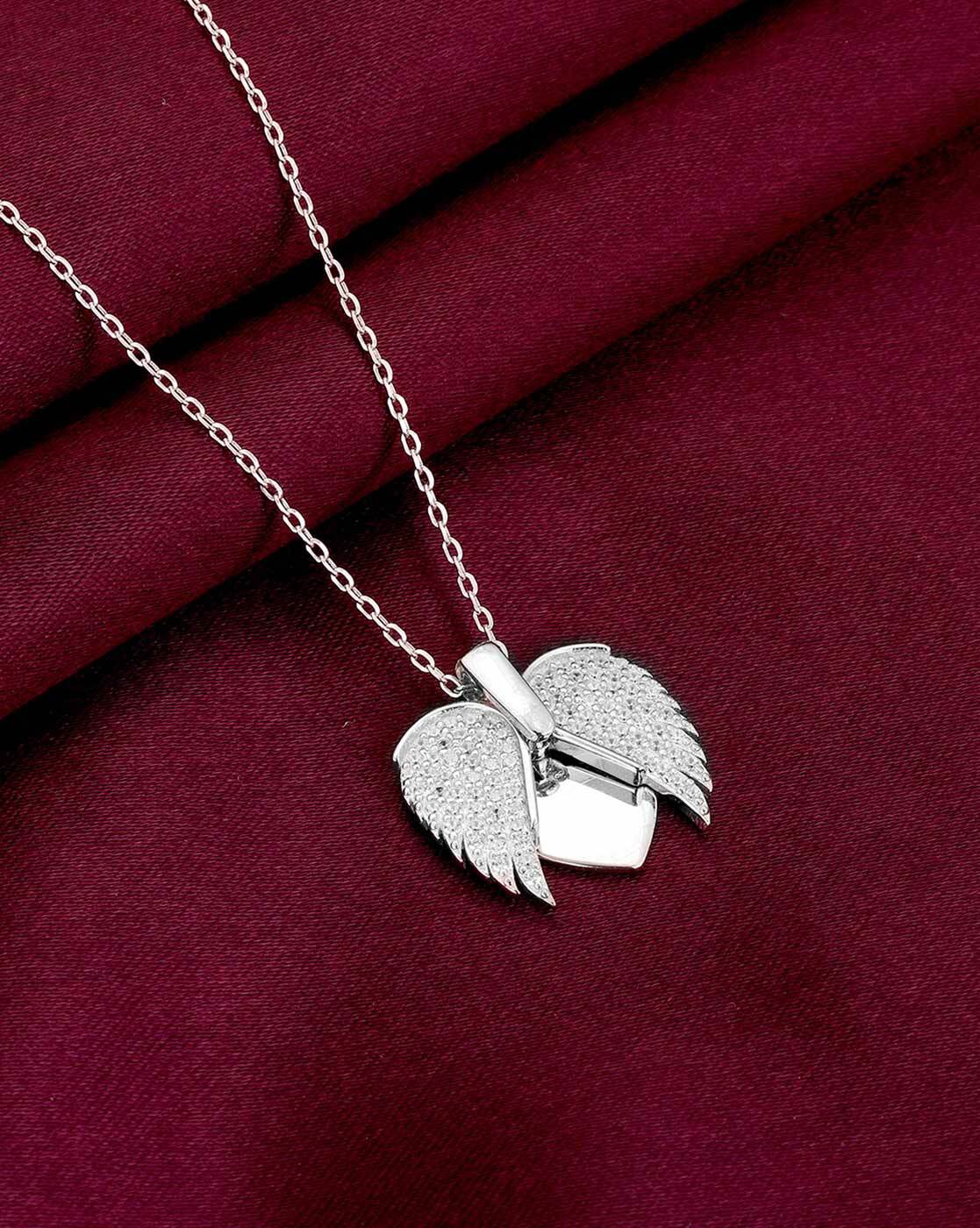 Buy 925 Flying Heart Necklace, Angel Wing Heart Pendant Necklace With  Sterling Squared Cable Chain and Infinity Clasp and Link Close, Free Ship  Online in India - Etsy