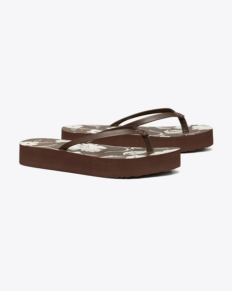 Buy Tory Burch Flatform Thong Flip Flops Brown Color Women