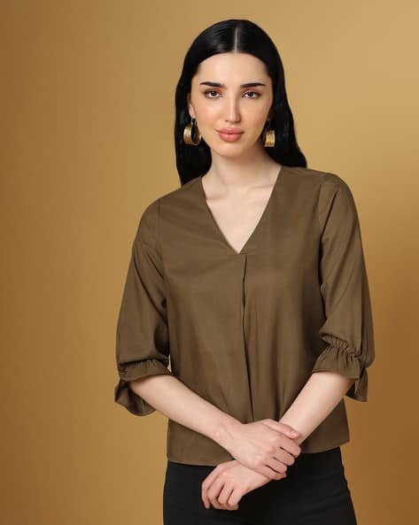ISCENERY BY VERO MODA V-neck Top with Elasticated Sleeve Hem