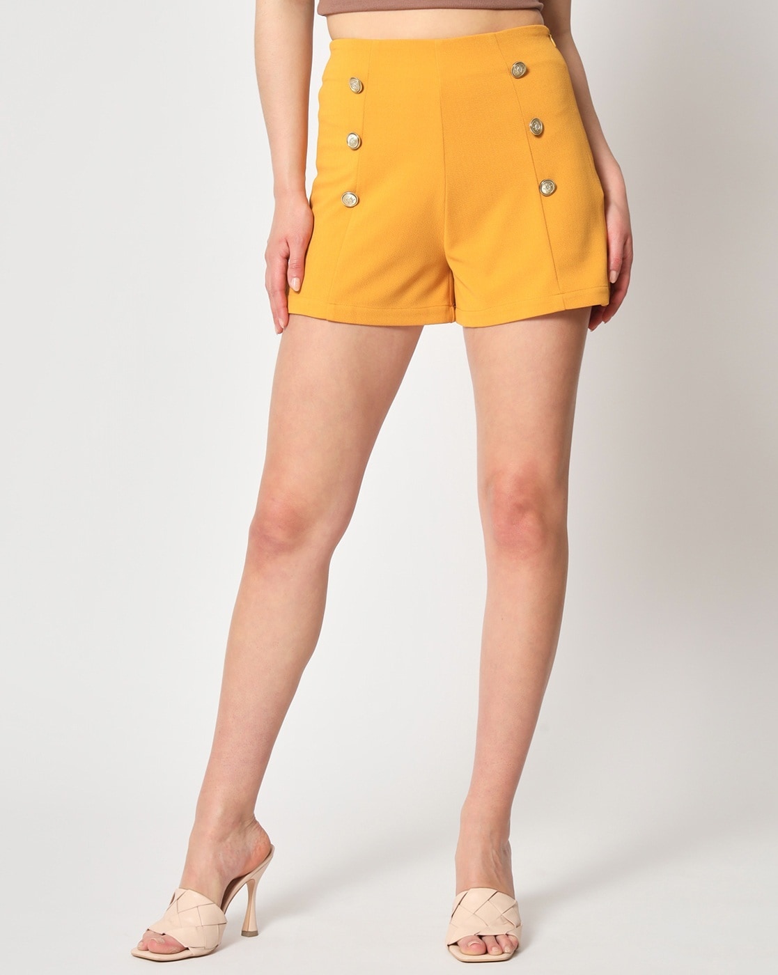 High-Rise Skorts with Curved Hem