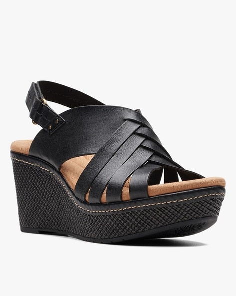 Clarks black cheap wedge shoes