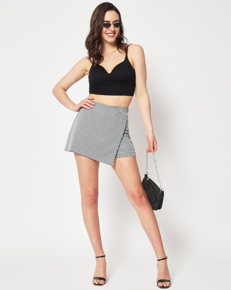 High-Rise Skorts with Curved Hem