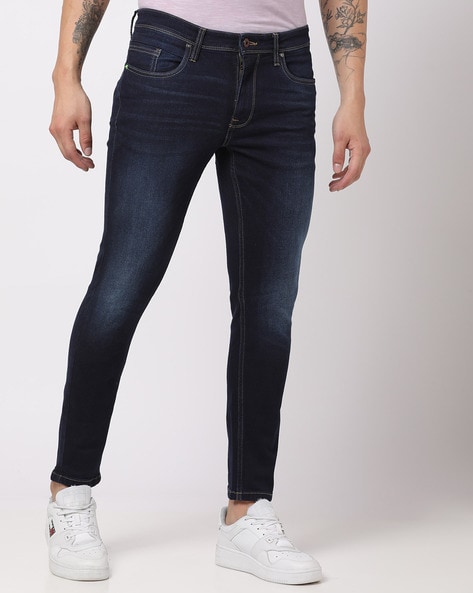 Mid-Wash Skinny Fit Jeans