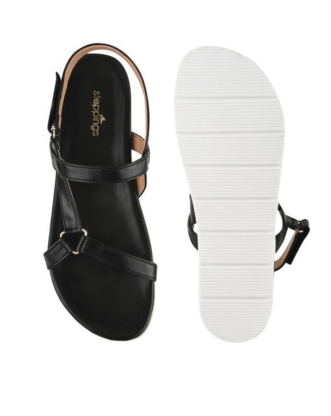 Buy Black Flat Sandals for Women by Steppings Online