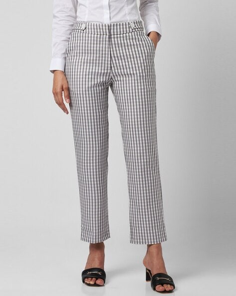 Van Heusen Checked Flat-Front Trousers