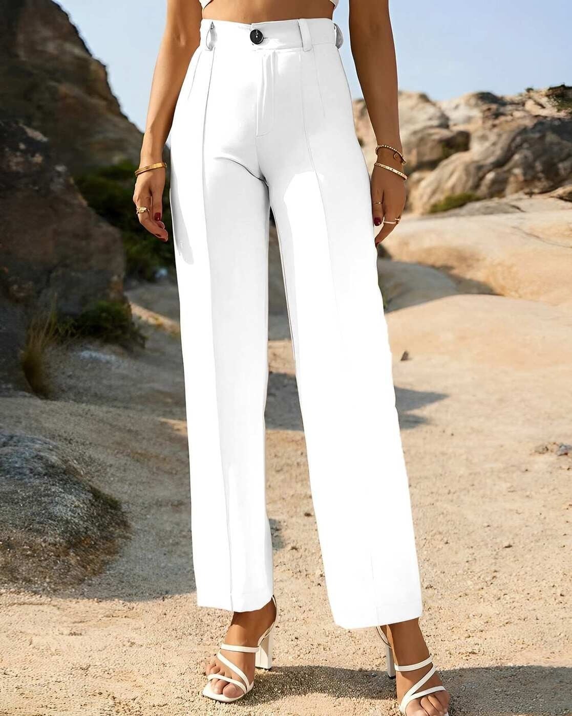 Buy Women White Regular Fit Solid Twill Parallel Trousers  Trousers for  Women  Sassafrasin