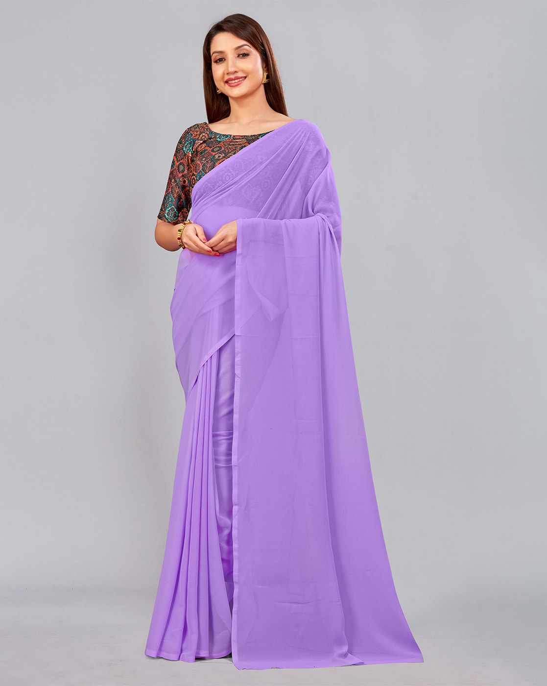 Buy Blue & brown Sarees for Women by SATRANI Online | Ajio.com