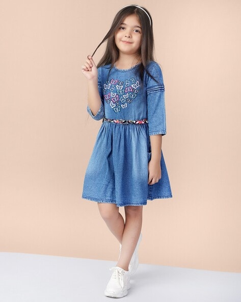 Denim frocks sale for kids