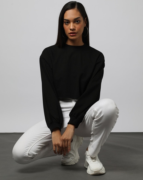 Women Crew-Neck Crop Sweatshirt