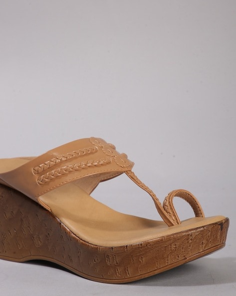 Dark outlet tan wedges