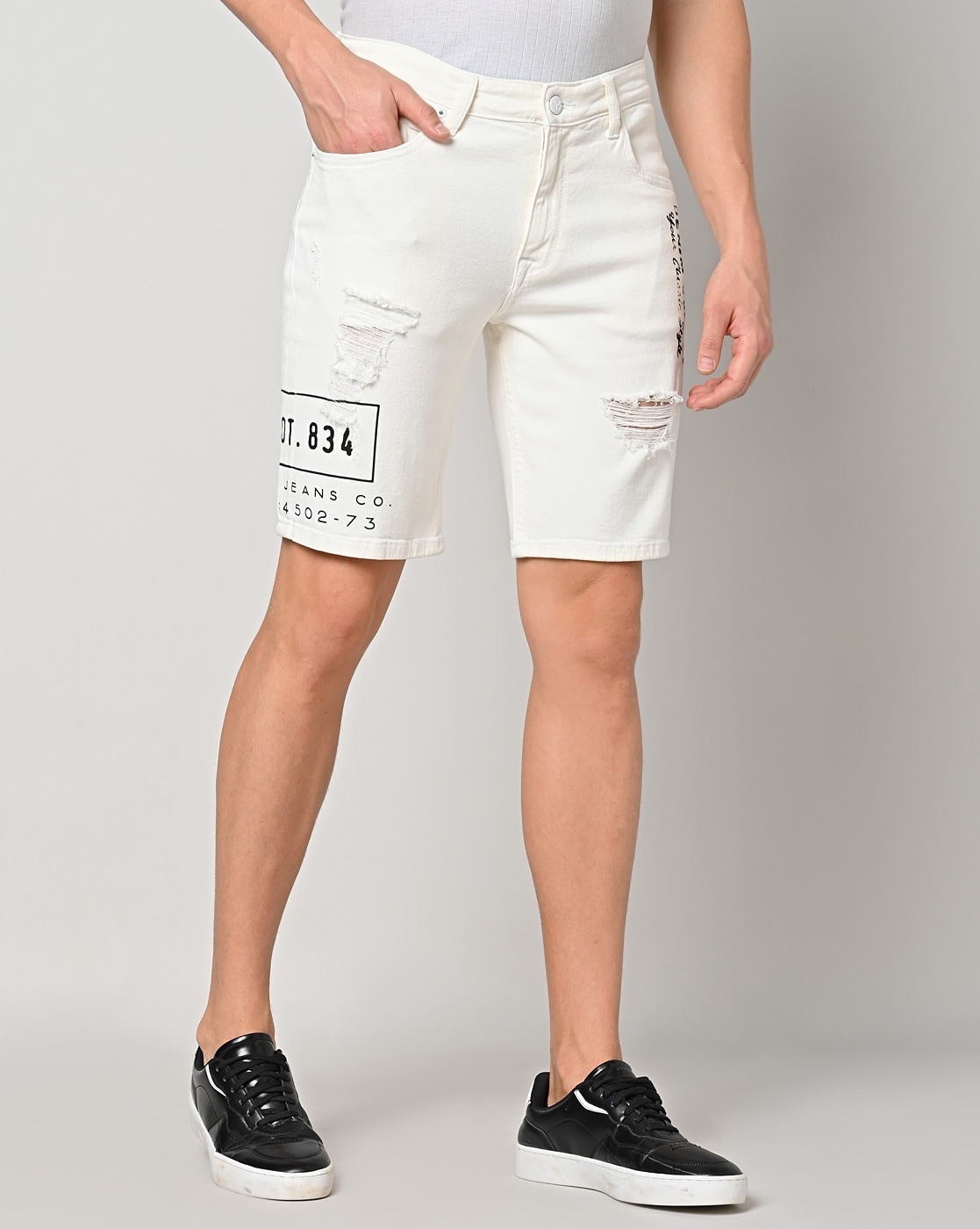 White jeans sales shorts mens