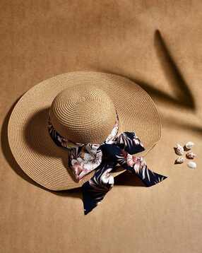 toniq Women Beach Hat with Floral Printed Ribbon-picture-27