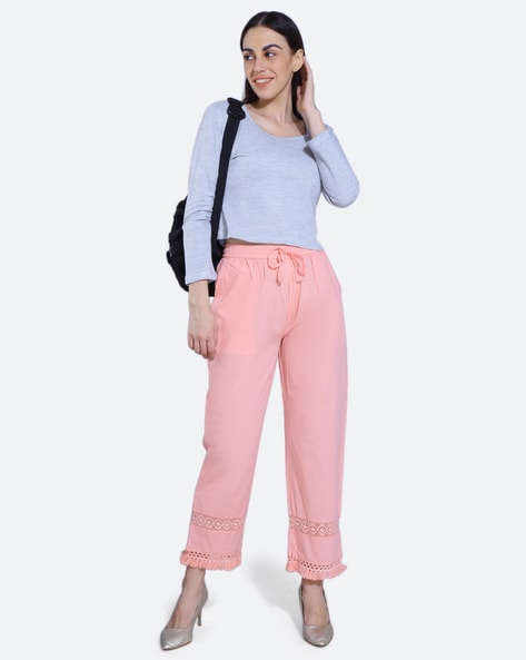 Buy Pink Trousers & Pants for Women by Fck-3 Online