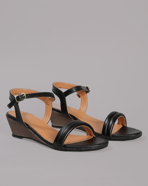 Black wedges with ankle strap hot sale